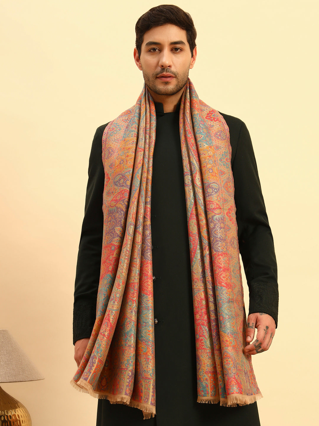 Pashmoda Men Naazneen Kaani Wool Blend Kashmiri Shawl (Size: 101X203 CM)