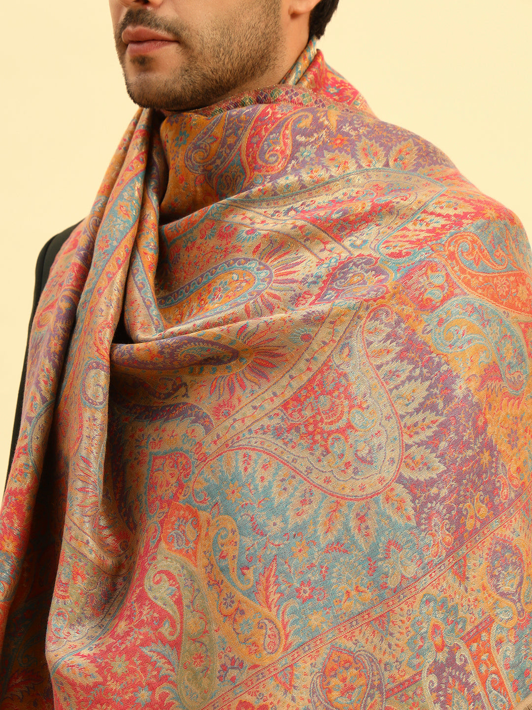 Pashmoda Men Naazneen Kaani Wool Blend Kashmiri Shawl (Size: 101X203 CM)
