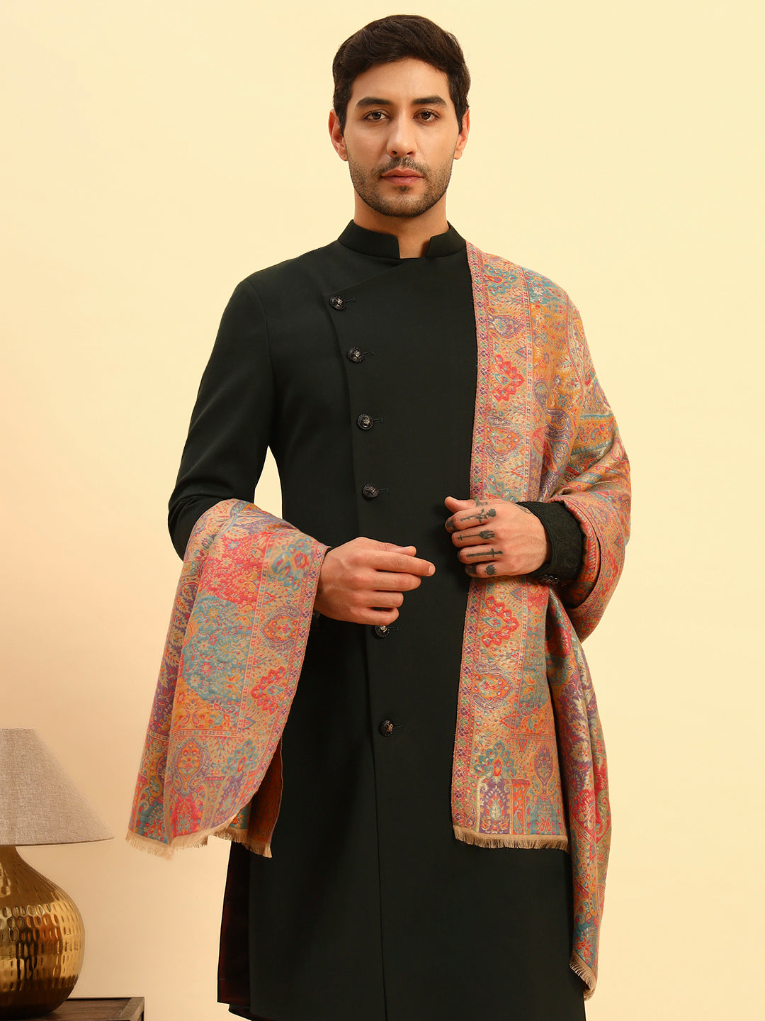 Pashmoda Men Naazneen Kaani Wool Blend Kashmiri Shawl (Size: 101X203 CM)