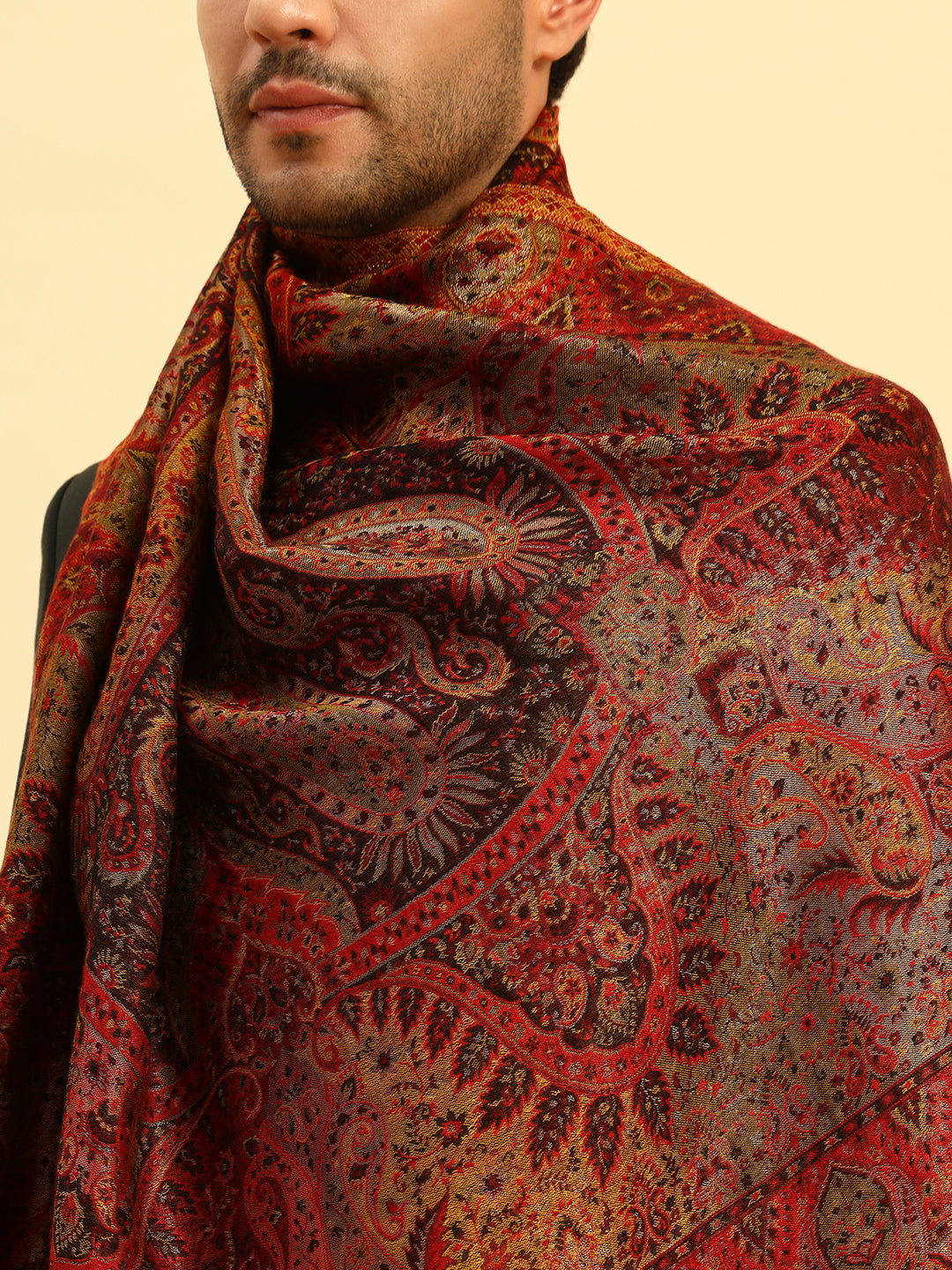 Pashmoda Men Naazneen Kaani Wool Blend Kashmiri Shawl (Size: 101X203 CM)