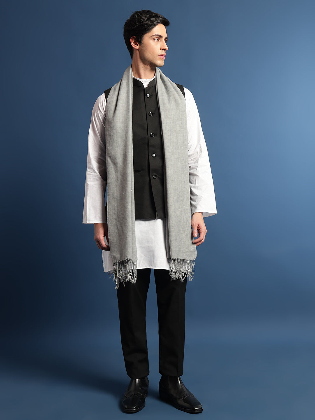 Pashmoda Men Rahmat Fine Wool Melange Stole (Size: 71x203 Cm)