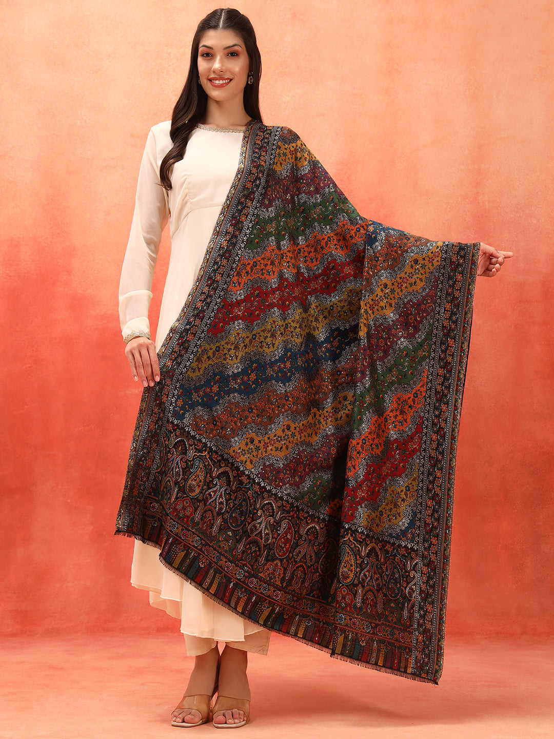 Pashmoda Women Libaas Zari Kaani Fine Wool Shawl (Size: 101X203 CM)