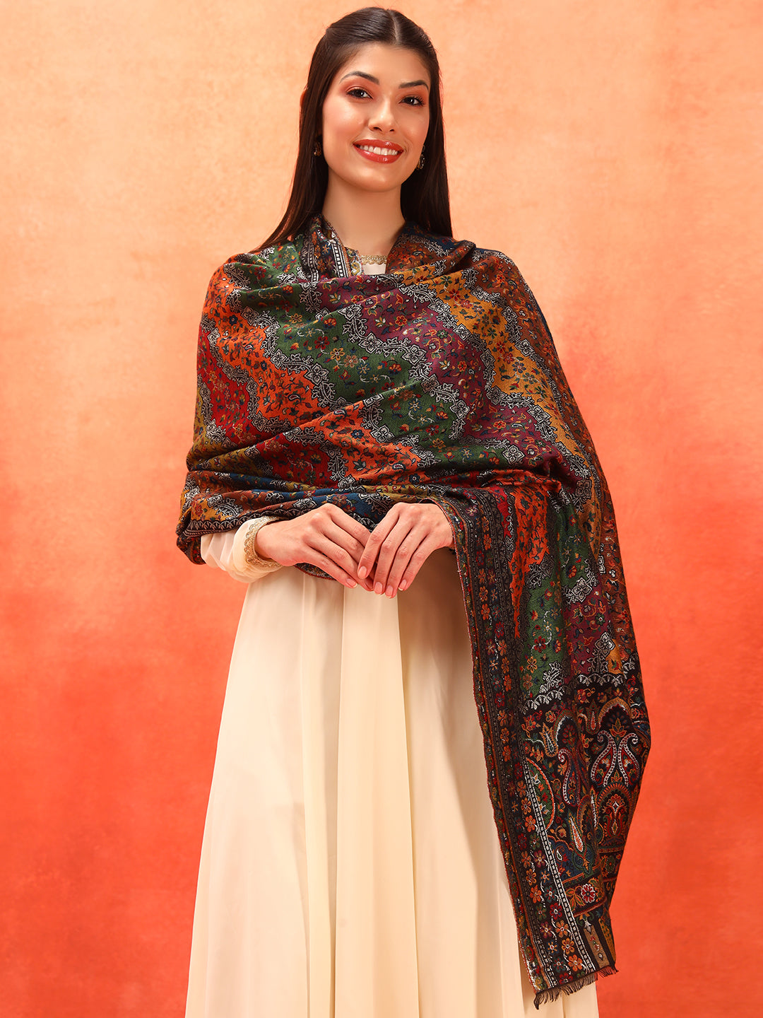 Pashmoda Women Libaas Zari Kaani Fine Wool Shawl (Size: 101X203 CM)