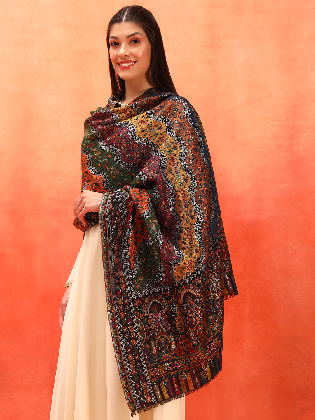 Pashmoda Women Libaas Zari Kaani Fine Wool Shawl (Size: 101X203 CM)