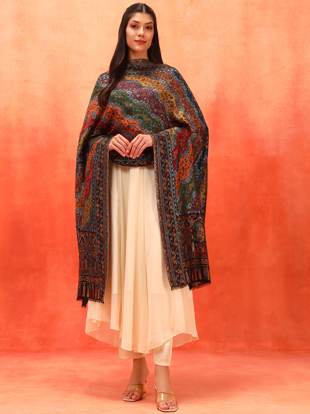 Pashmoda Women Libaas Zari Kaani Fine Wool Shawl (Size: 101X203 CM)