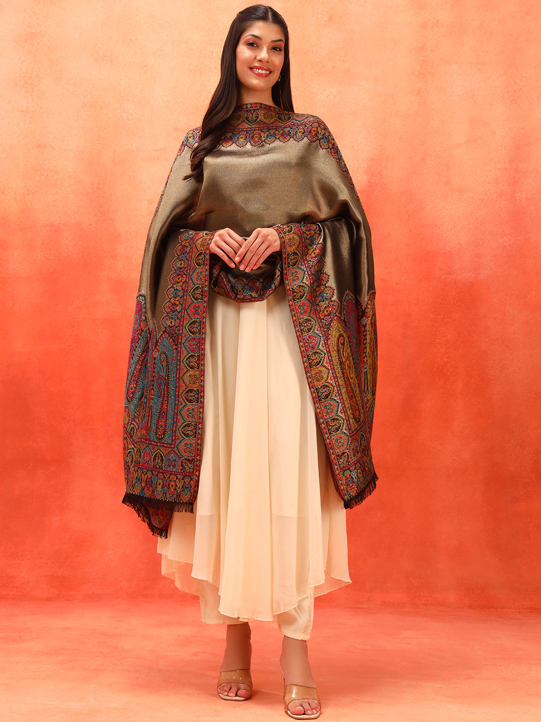 Pashmoda Women Zarvash Zari Kaani Fine Wool Shawl (Size: 101X203 CM)