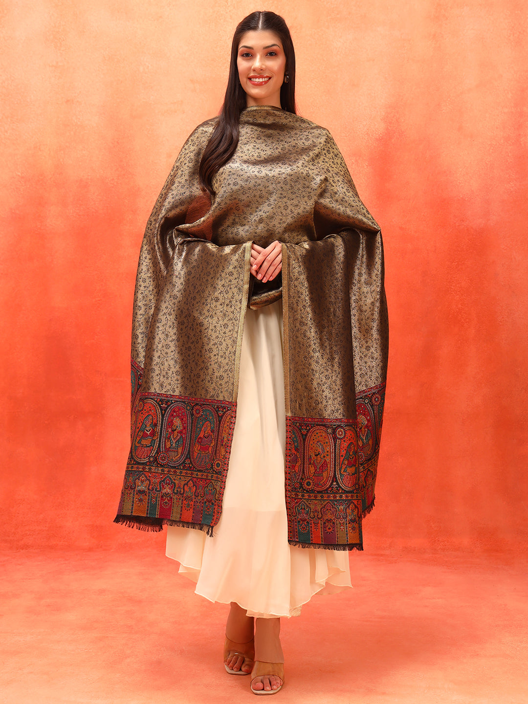 Pashmoda Women Silsila Zari Kaani Fine Wool Shawl (Size: 101X203 CM)