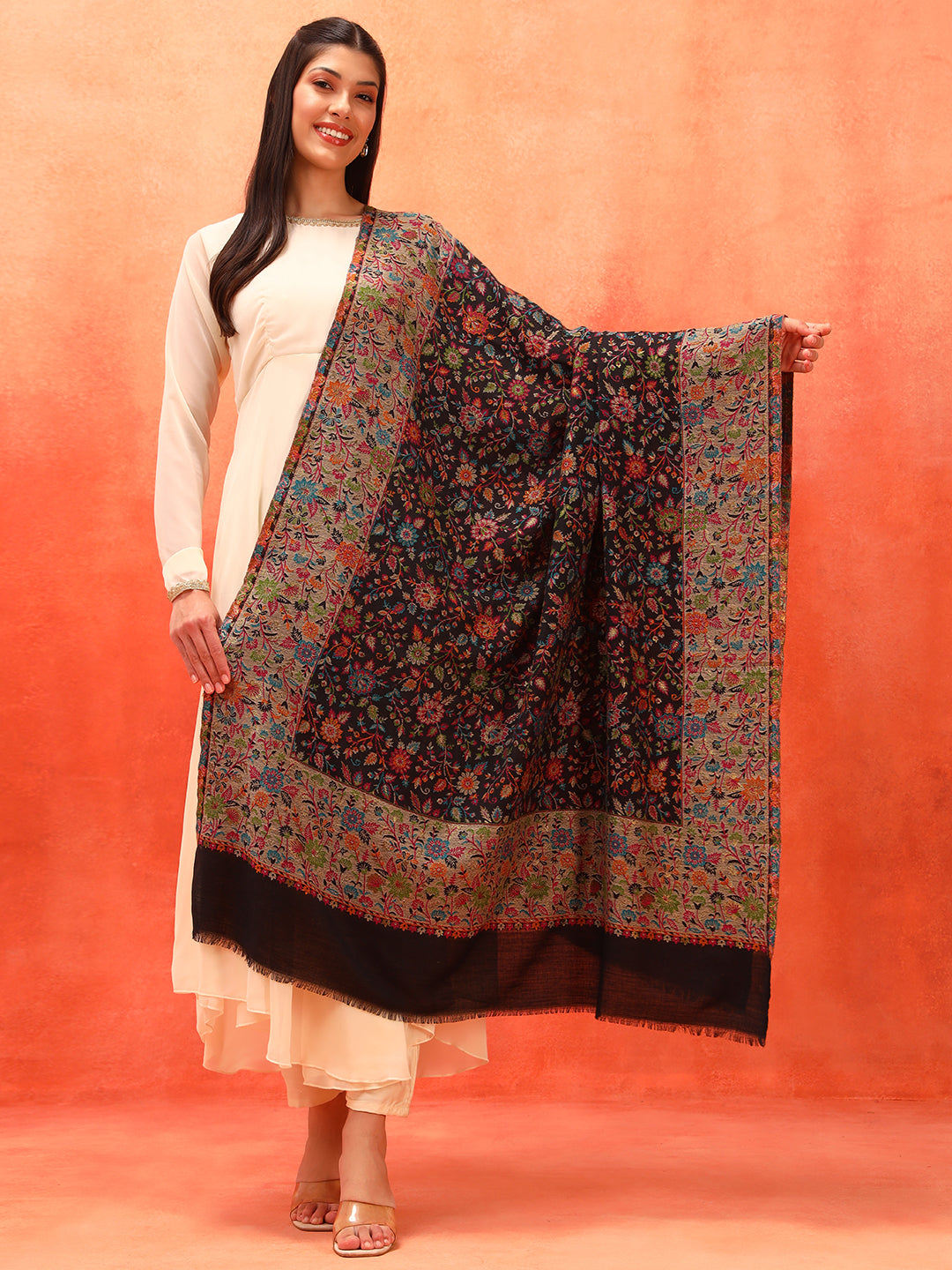 Pashmoda Women Mehar Kaani Wool Blend Kashmiri Shawl (Size: 101X203 CM)
