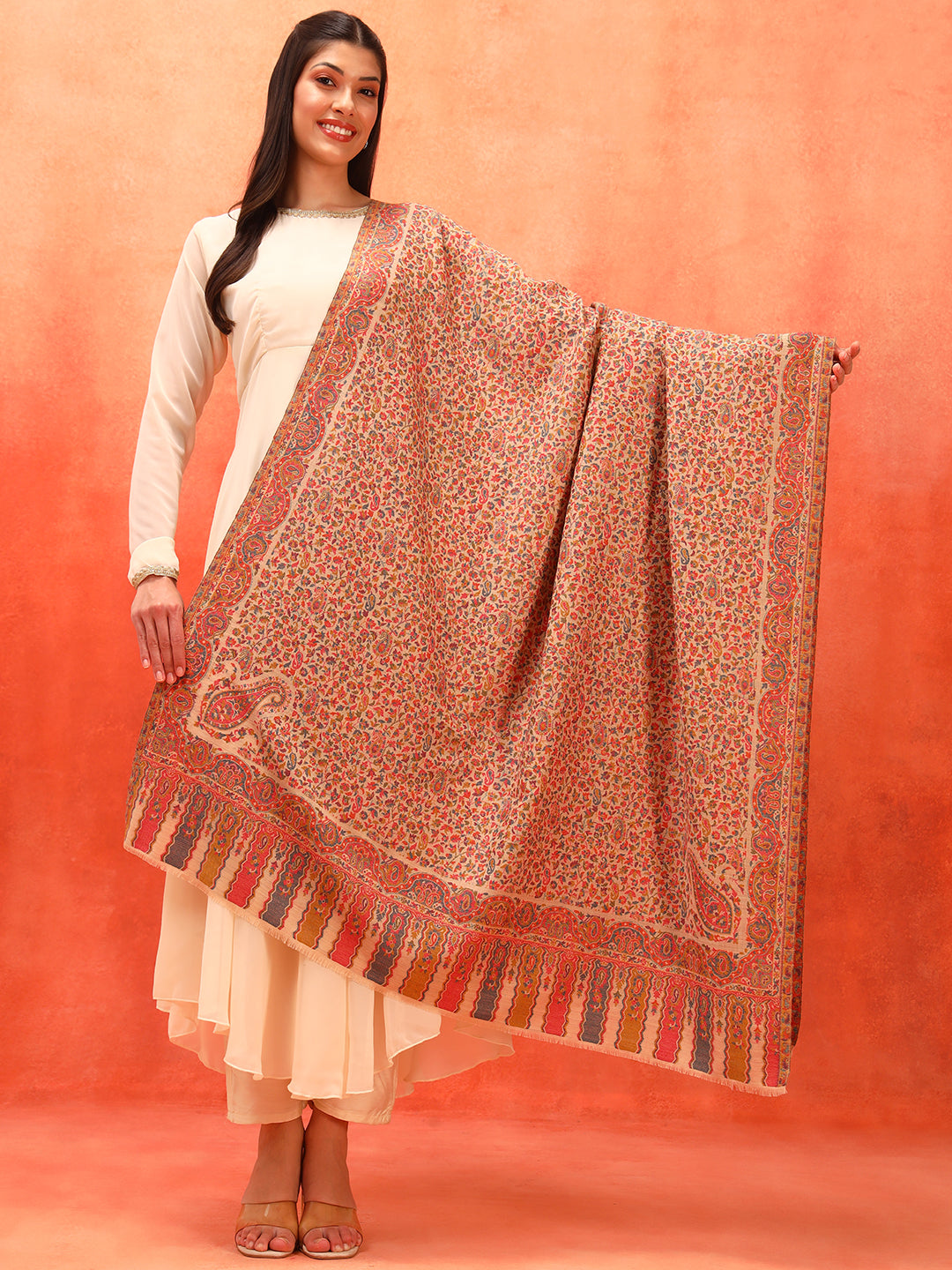 Pashmoda Women Mehak Kaani Wool Blend Kashmiri Shawl (Size: 101X203 CM)