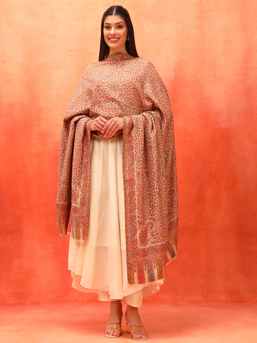 Pashmoda Women Mehak Kaani Wool Blend Kashmiri Shawl (Size: 101X203 CM)