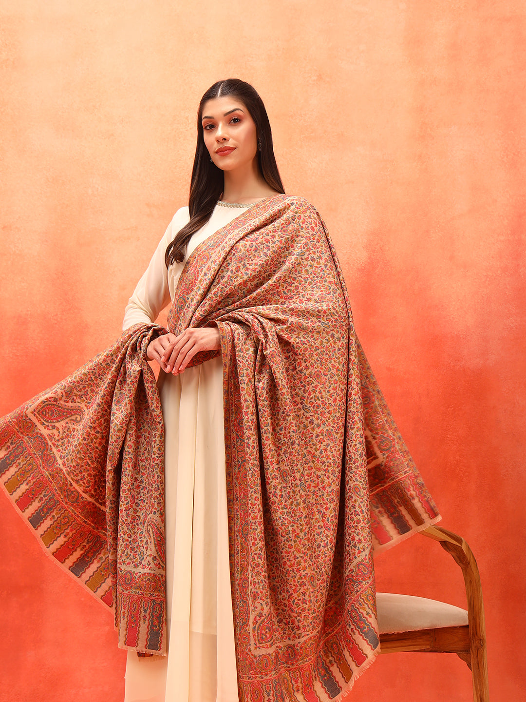 Pashmoda Women Mehak Kaani Wool Blend Kashmiri Shawl (Size: 101X203 CM)