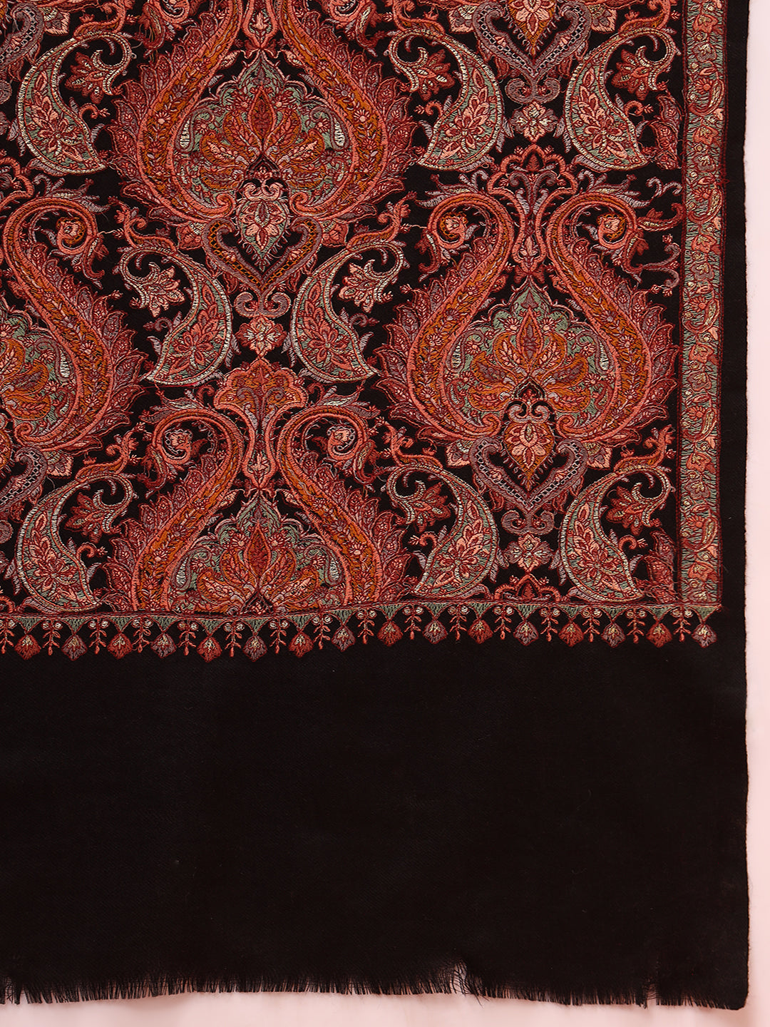 Pashmoda Women Rehnan 100% Pure Wool Sozni Hand Embroidered Shawl (Size: 101x203 Cm)