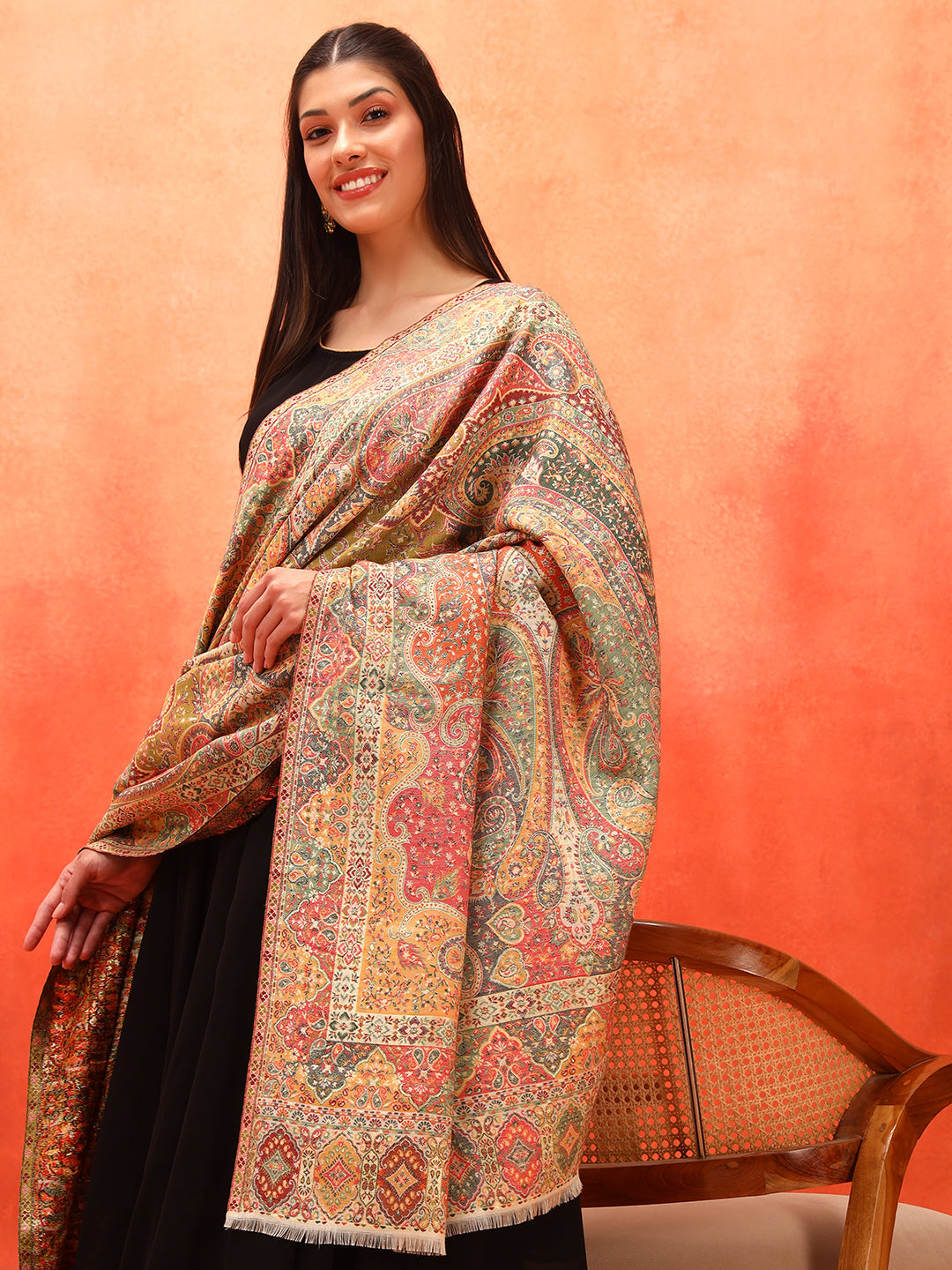 Pashmoda Women Zarveen Zari Kaani Fine Wool Shawl (Size:101x203 CM)