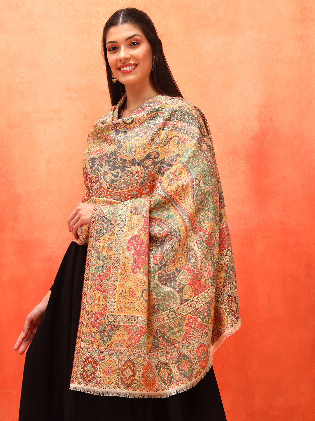 Pashmoda Women Zarveen Zari Kaani Fine Wool Shawl (Size:101x203 CM)