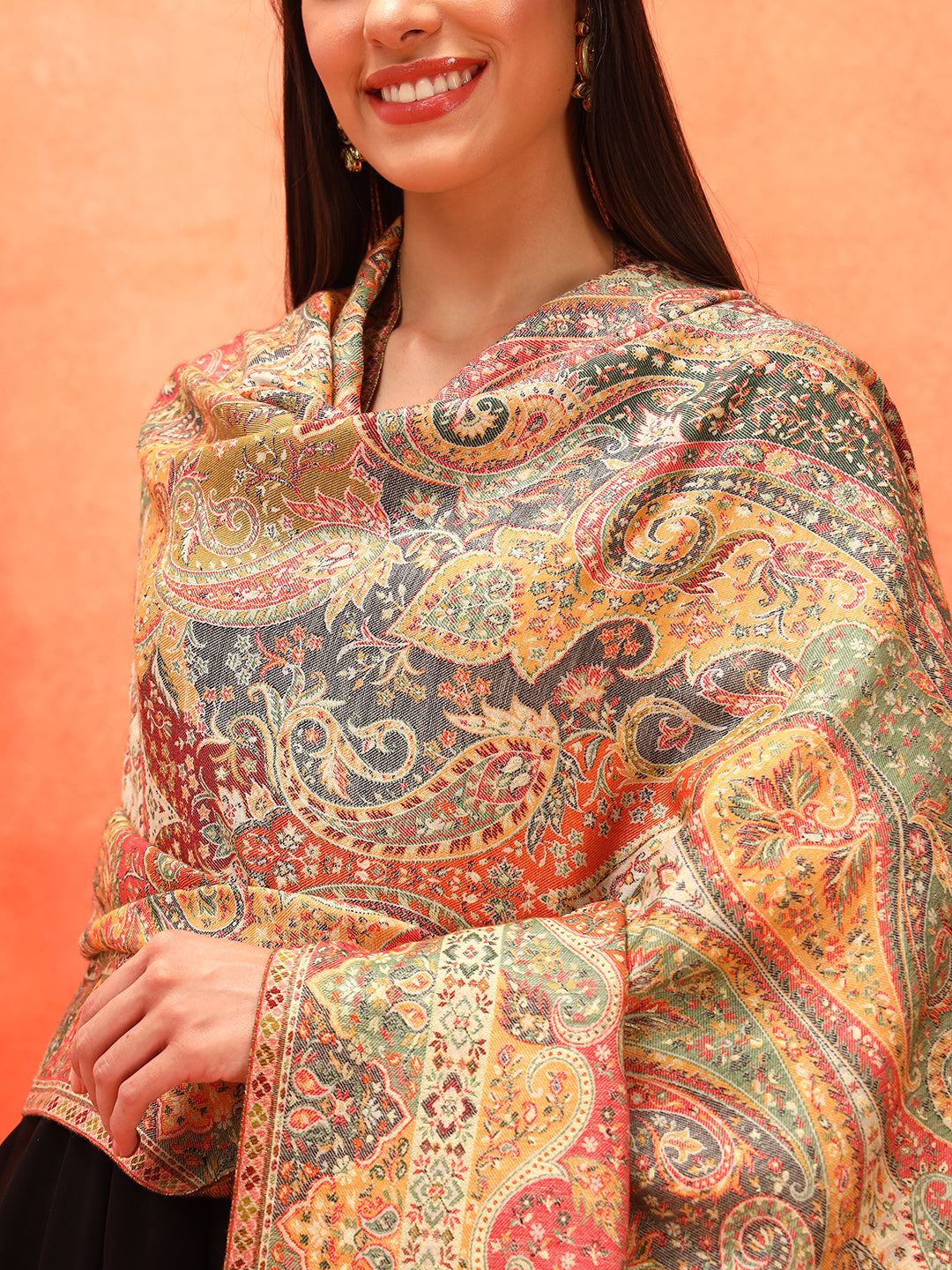 Pashmoda Women Zarveen Zari Kaani Fine Wool Shawl (Size:101x203 CM)