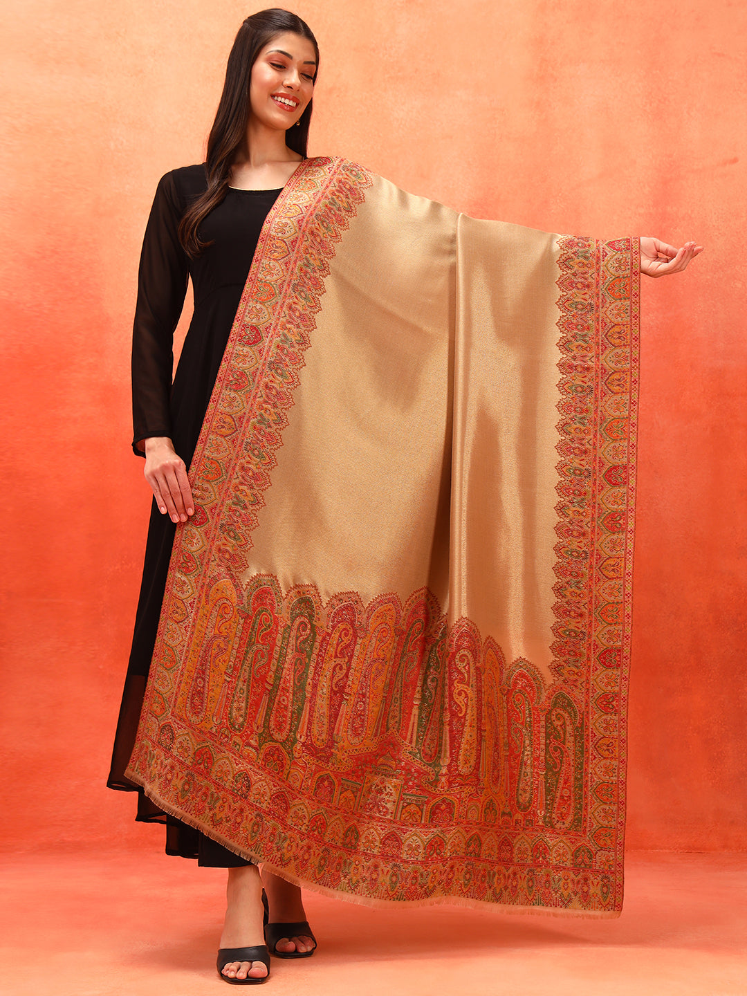 Pashmoda Women Zarvash Zari Kaani Fine Wool Shawl (Size: 101X203 CM)