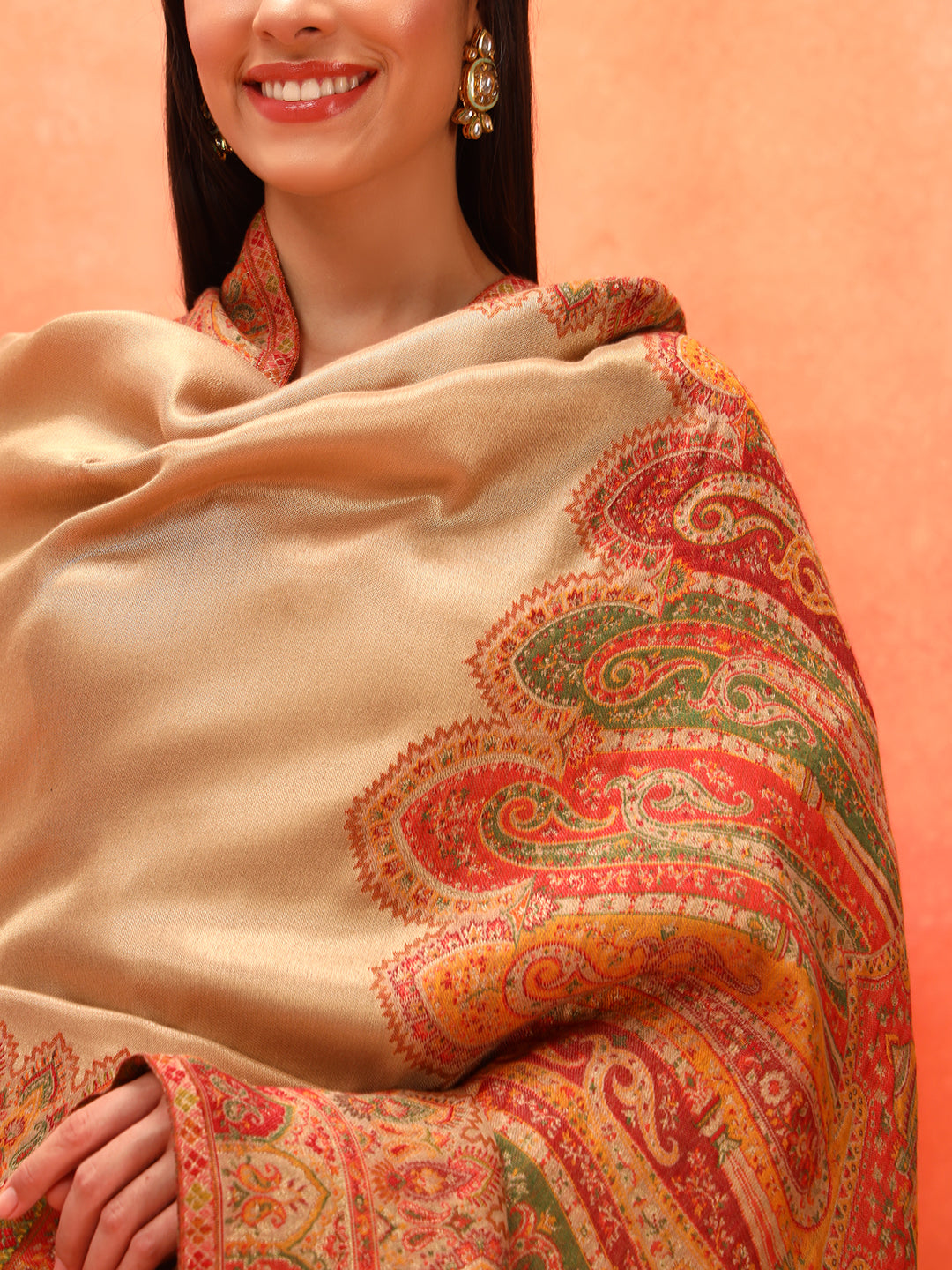 Pashmoda Women Zarvash Zari Kaani Fine Wool Shawl (Size: 101X203 CM)