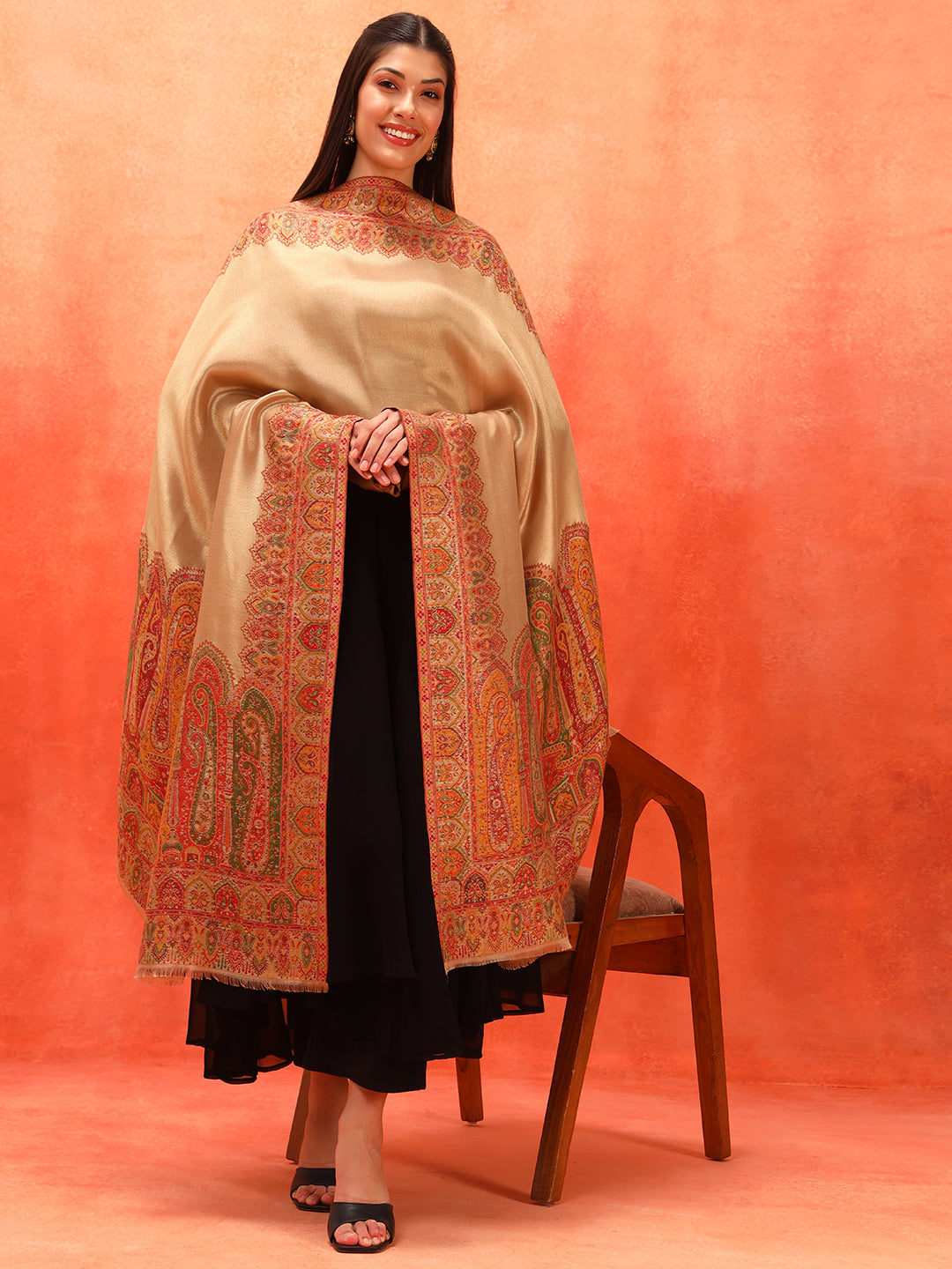 Pashmoda Women Zarvash Zari Kaani Fine Wool Shawl (Size: 101X203 CM)