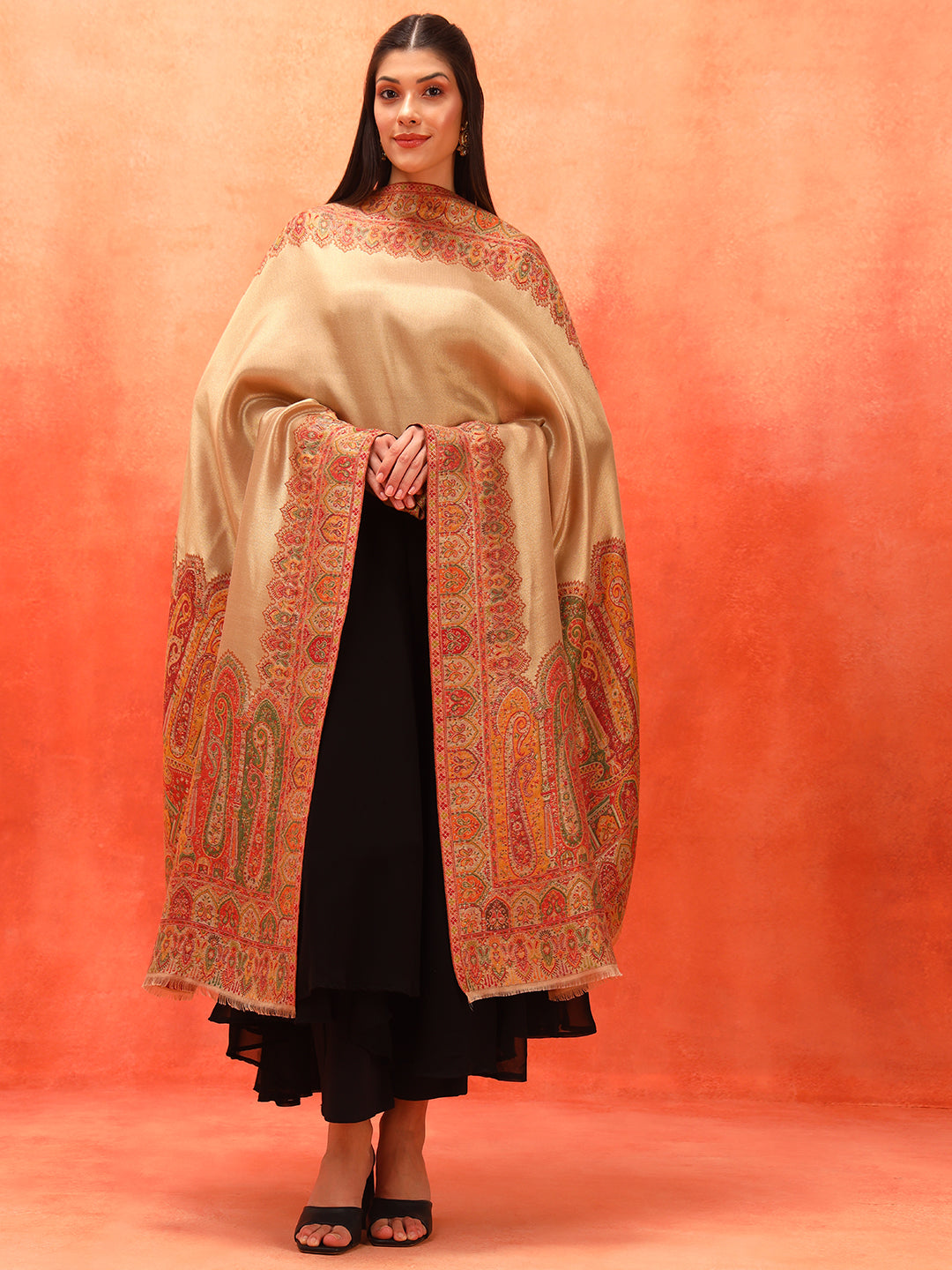 Pashmoda Women Zarvash Zari Kaani Fine Wool Shawl (Size: 101X203 CM)