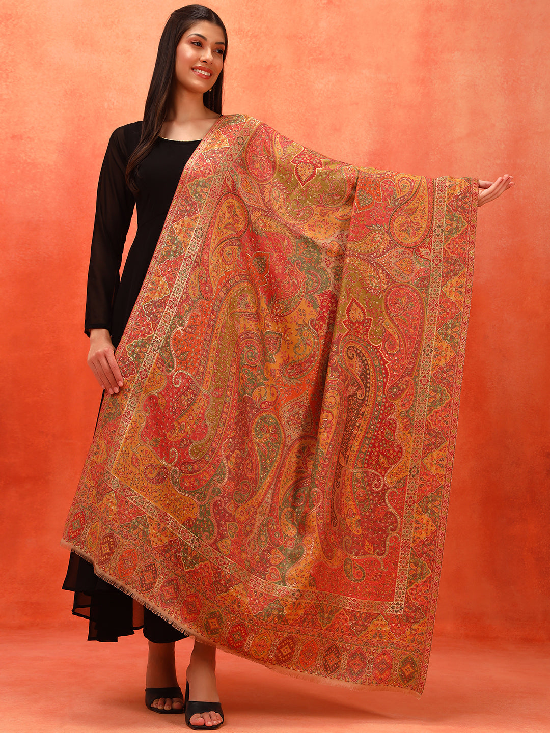 Pashmoda Women Zarveen Zari Kaani Fine Wool Shawl (Size:101x203 CM)