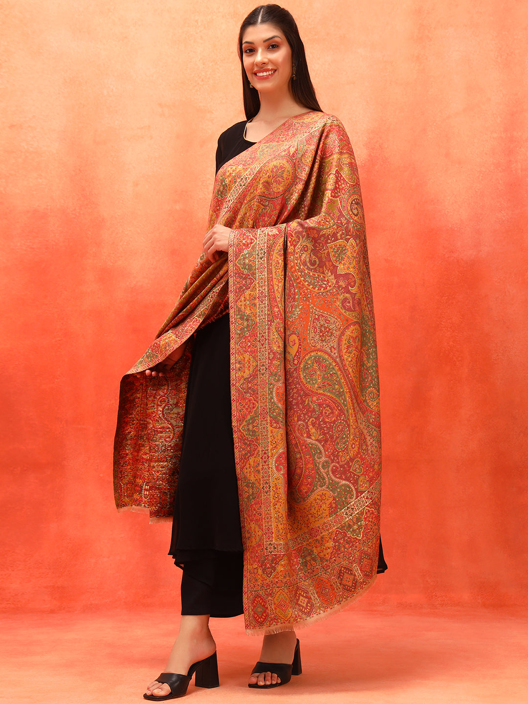 Pashmoda Women Zarveen Zari Kaani Fine Wool Shawl (Size:101x203 CM)