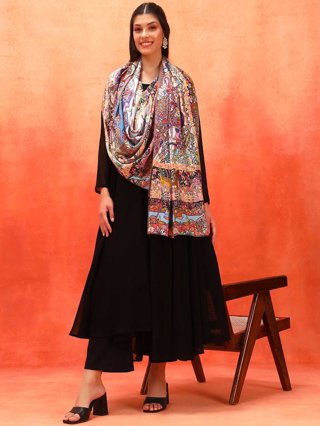 Pashmoda Women Royal Caravan Fine Soft Bamboo Fibre Stole (Size : 71x203 CM)