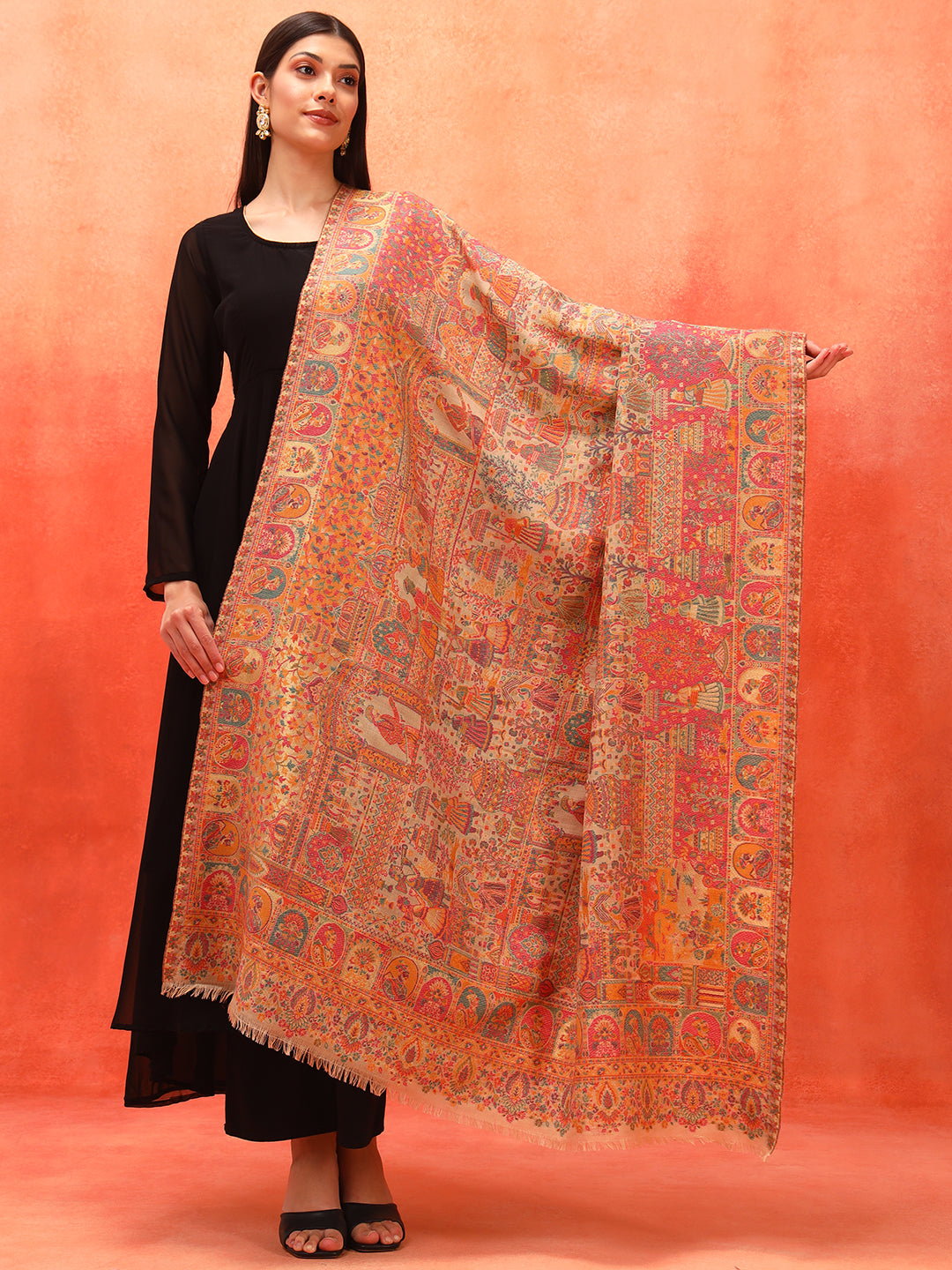 Pashmoda Women Zewar Zari Kaani Fine Wool Shawl (Size: 101X203 CM)