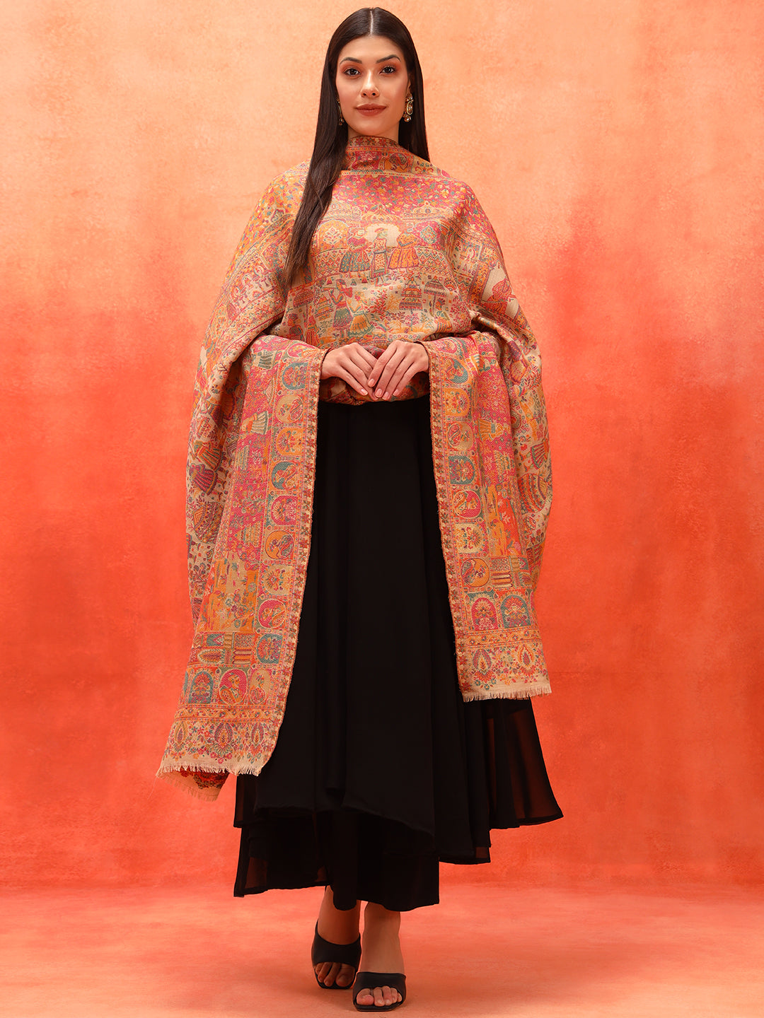 Pashmoda Women Zewar Zari Kaani Fine Wool Shawl (Size: 101X203 CM)