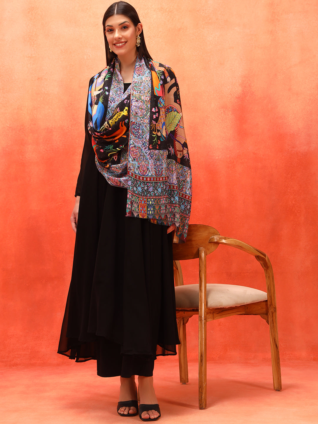 Pashmoda Women Royal Caravan Fine Soft Bamboo Fibre Stole (Size : 71x203 CM)