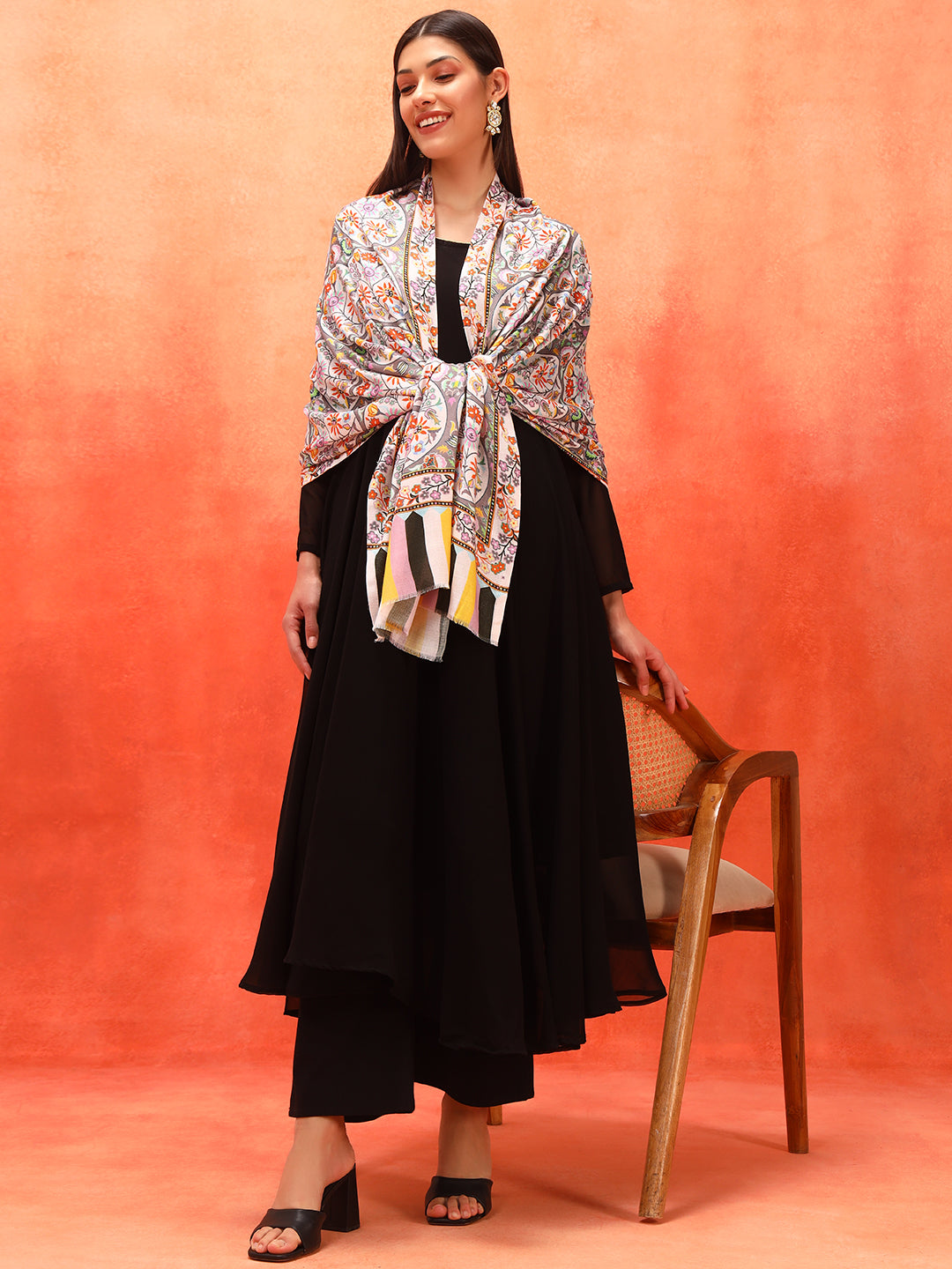 Pashmoda Women Floral Sonata Fine Soft Bamboo Fibre Stole (Size: 71x203 CM)