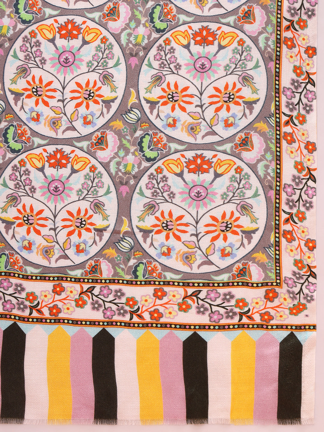 Pashmoda Women Floral Sonata Fine Soft Bamboo Fibre Stole (Size: 71x203 CM)