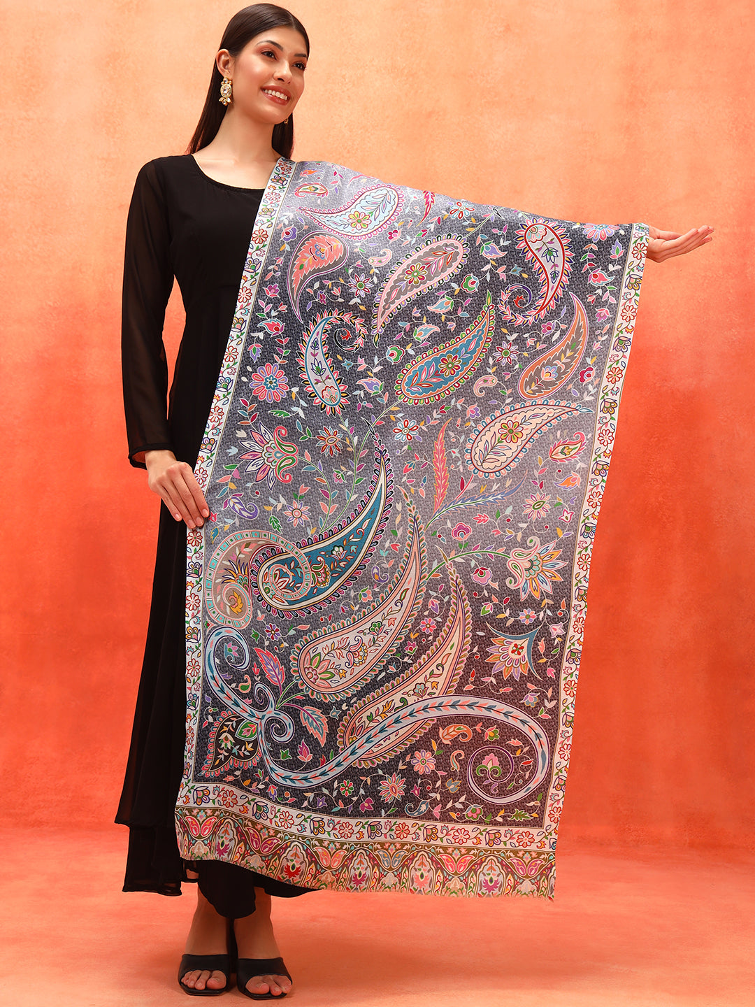 Pashmoda Women Royal Embers Fine Soft Bamboo Fibre Stole (Size: 71x203 CM)