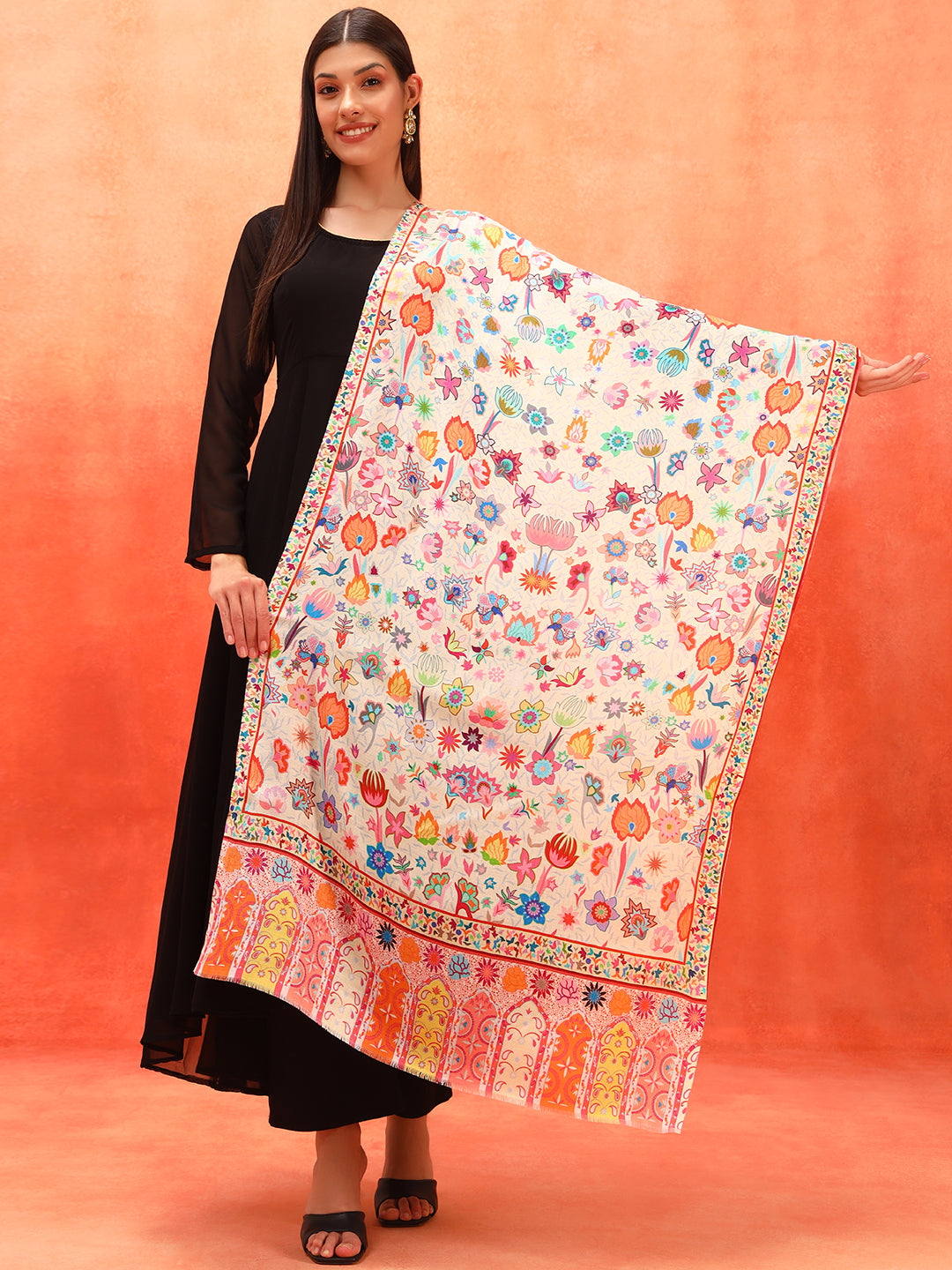 Pashmoda Women Royal Embers Fine Soft Bamboo Fibre Stole (Size: 71x203 CM)