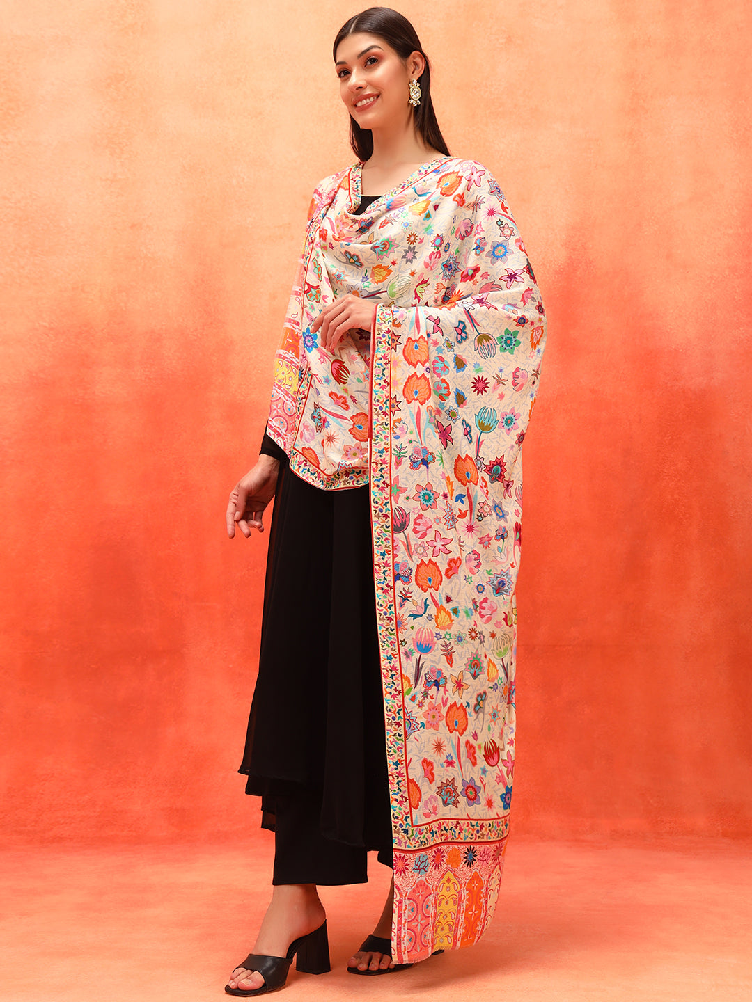 Pashmoda Women Royal Embers Fine Soft Bamboo Fibre Stole (Size: 71x203 CM)