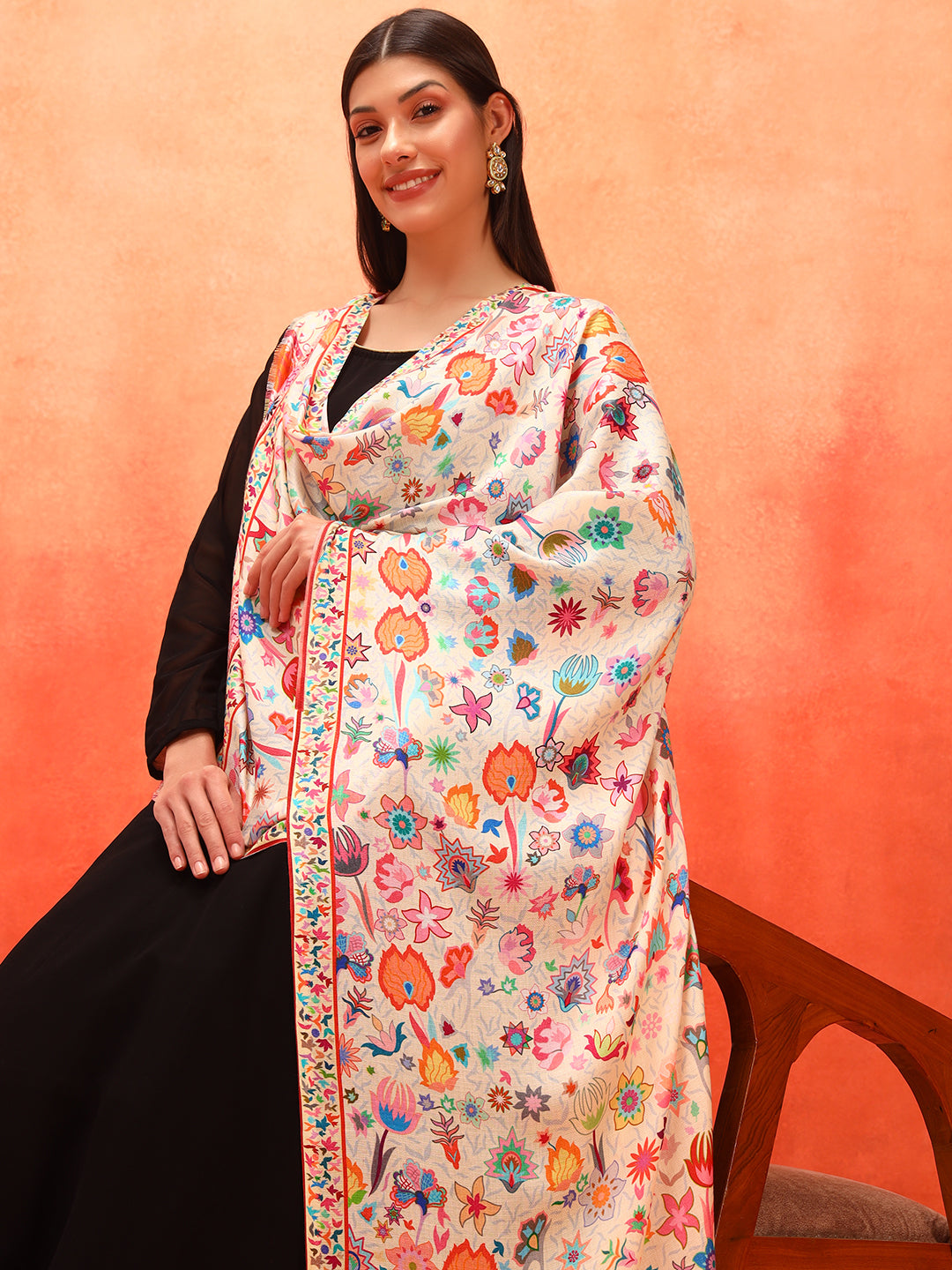 Pashmoda Women Royal Embers Fine Soft Bamboo Fibre Stole (Size: 71x203 CM)