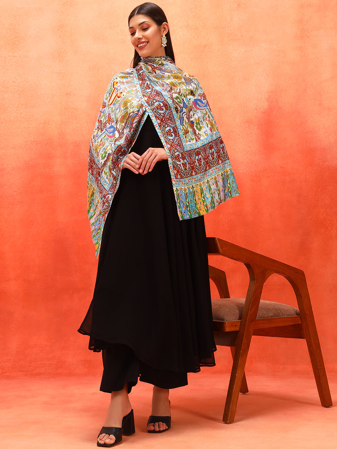 Pashmoda Women Royal Embers Fine Soft Bamboo Fibre Stole (Size: 71x203 CM)