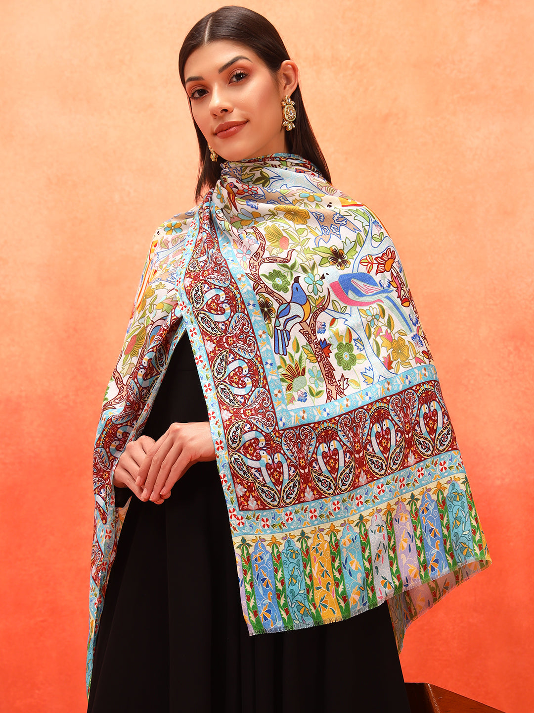 Pashmoda Women Royal Embers Fine Soft Bamboo Fibre Stole (Size: 71x203 CM)