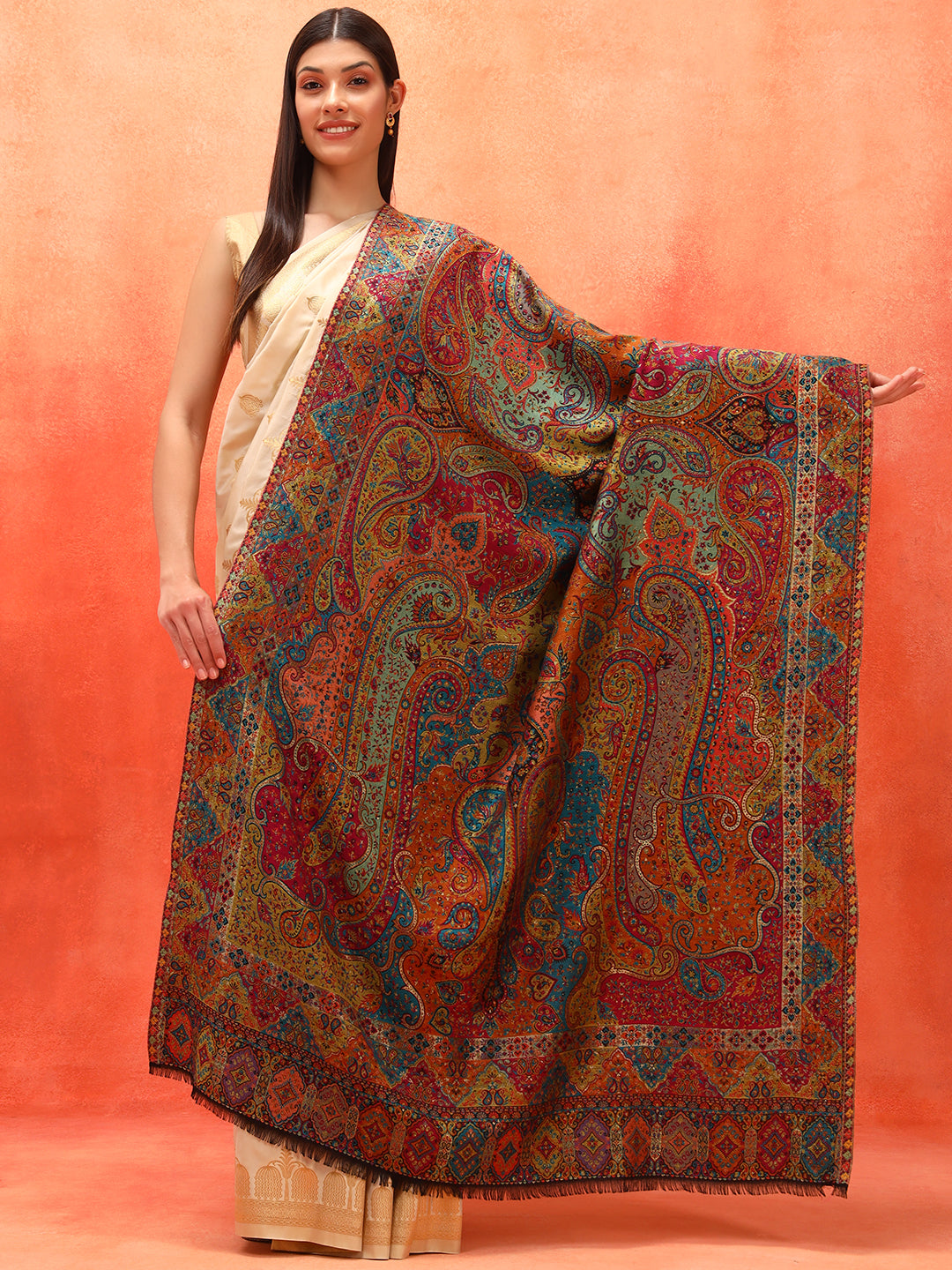 Pashmoda Women Zarveen Zari Kaani Fine Wool Shawl (Size:101x203 CM)