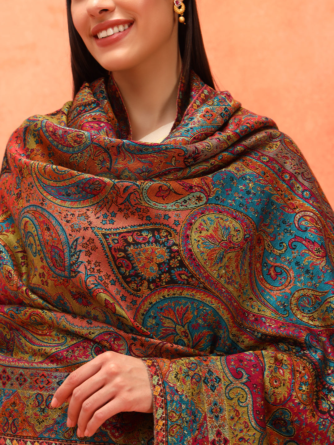 Pashmoda Women Zarveen Zari Kaani Fine Wool Shawl (Size:101x203 CM)