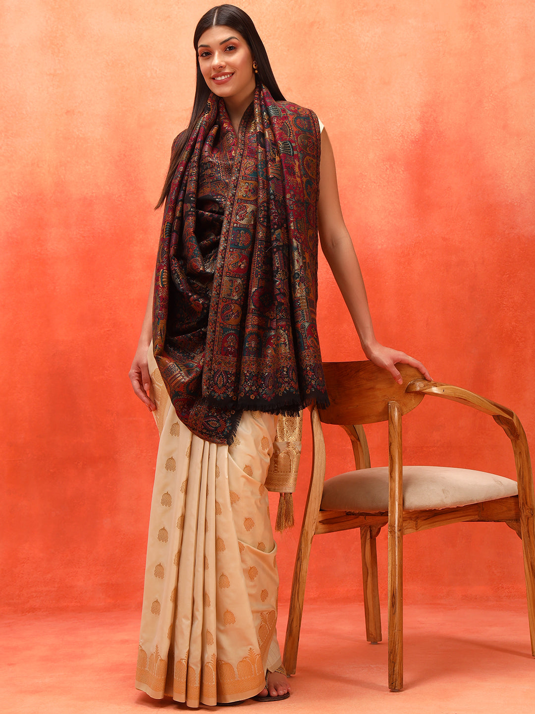 Pashmoda Women Zewar Zari Kaani Fine Wool Shawl (Size: 101X203 CM)