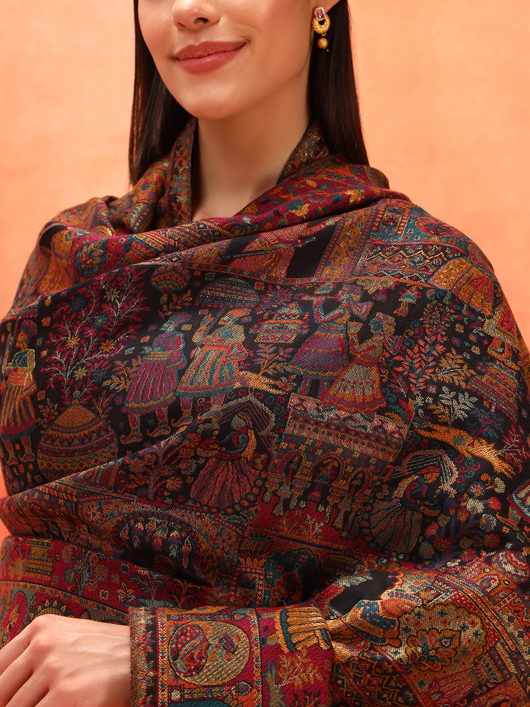 Pashmoda Women Zewar Zari Kaani Fine Wool Shawl (Size: 101X203 CM)