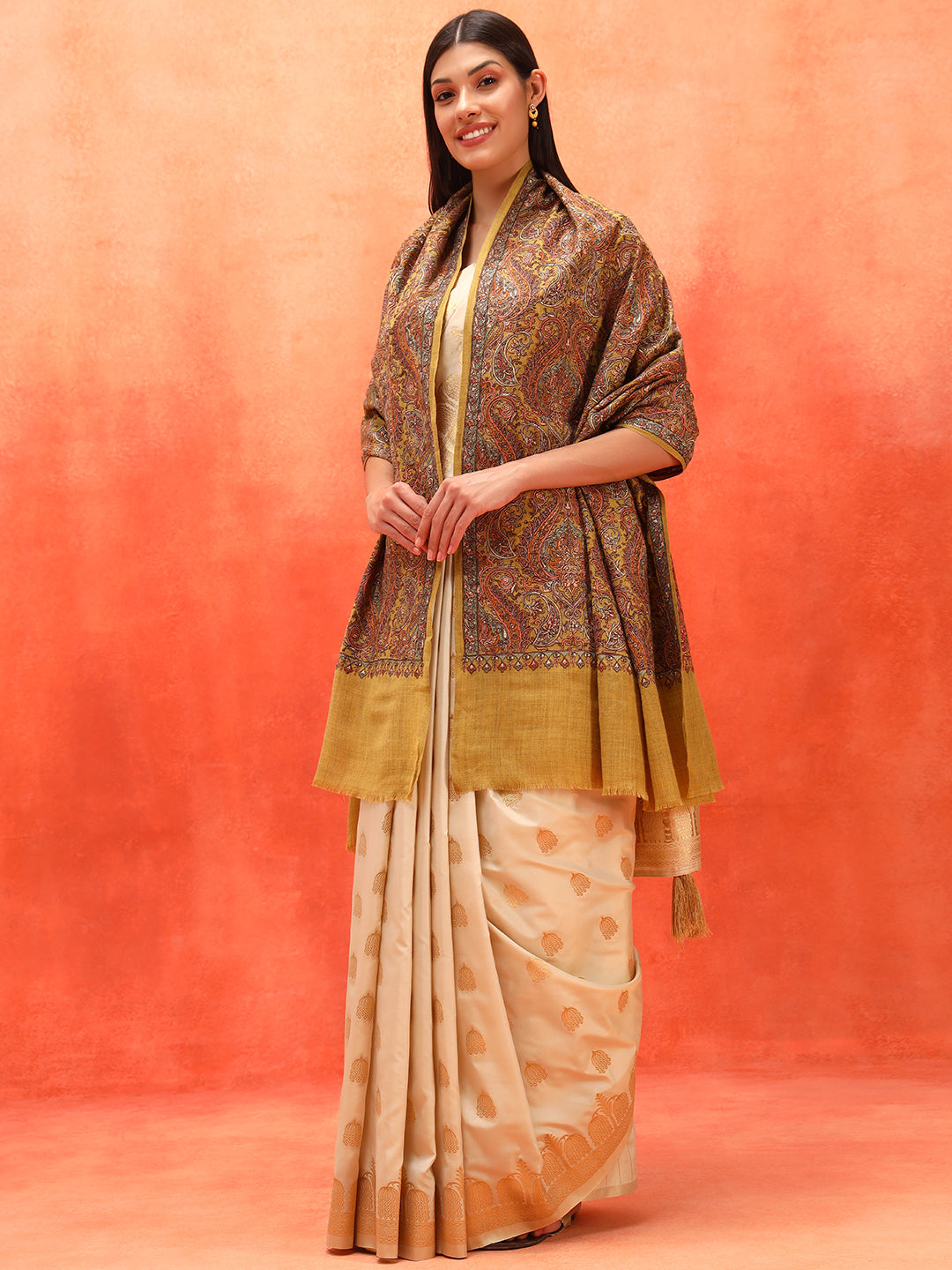 Pashmoda Women Rehnan 100% Pure Wool Sozni Hand Embroidered Shawl (Size: 101x203 Cm)