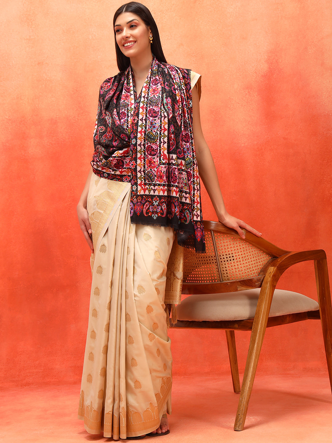 Pashmoda Women Floral Sonata Fine Soft Bamboo Fibre Stole (Size: 71x203 CM)