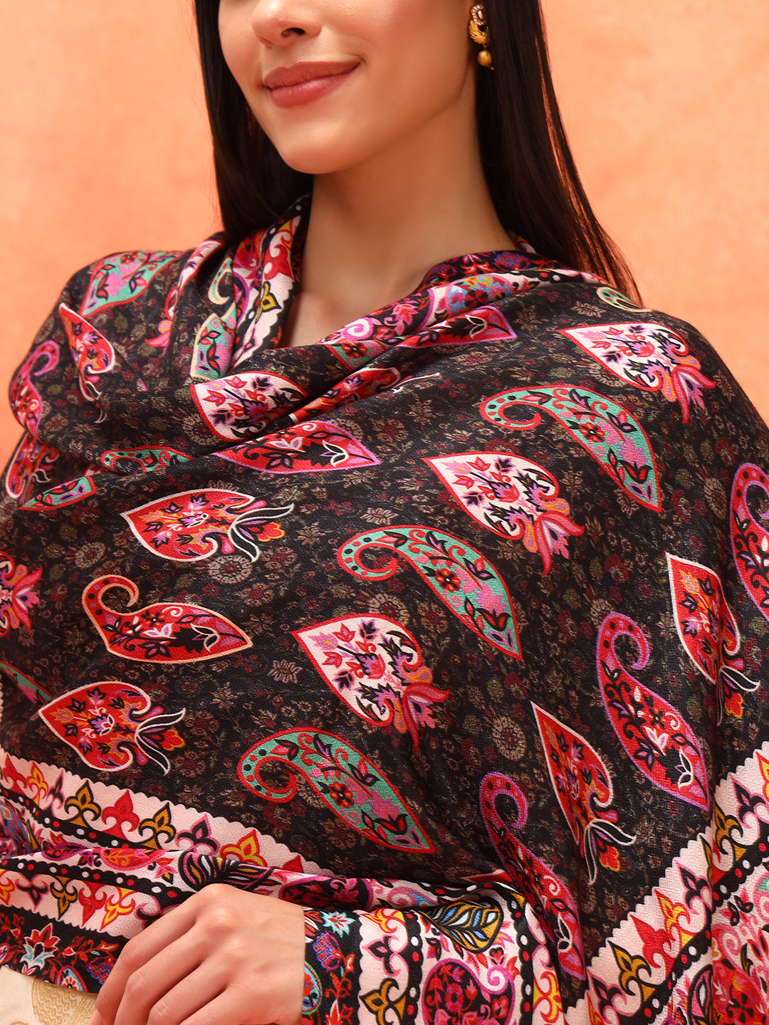 Pashmoda Women Floral Sonata Fine Soft Bamboo Fibre Stole (Size: 71x203 CM)