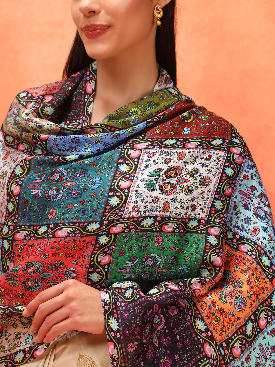 Pashmoda Women Floral Sonata Fine Soft Bamboo Fibre Stole (Size: 71x203 CM)