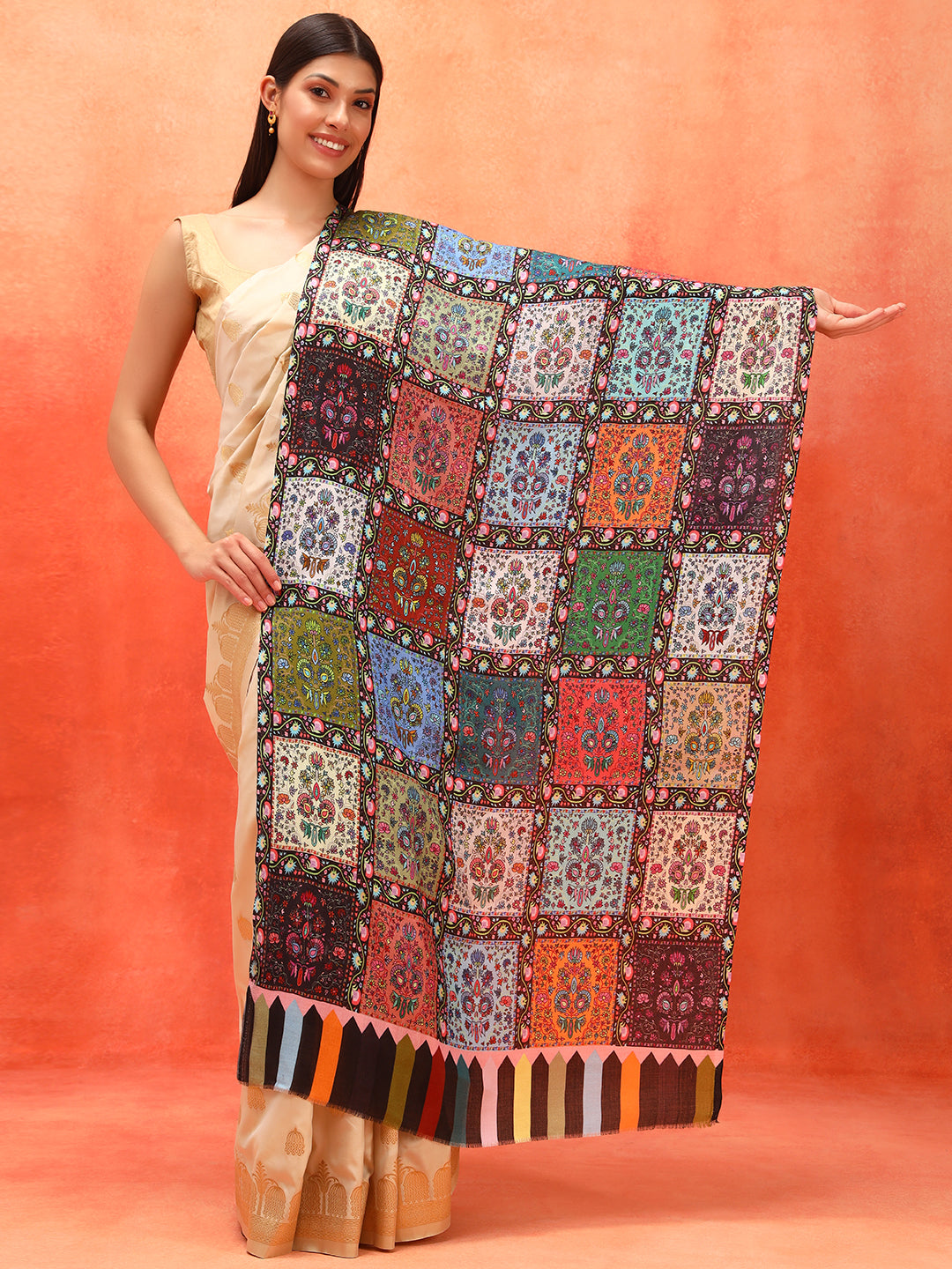 Pashmoda Women Floral Sonata Fine Soft Bamboo Fibre Stole (Size: 71x203 CM)