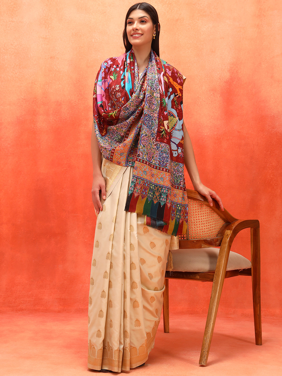 Pashmoda Women Royal Caravan Fine Soft Bamboo Fibre Stole (Size : 71x203 CM)