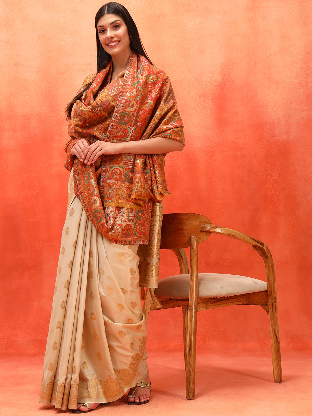 Pashmoda Women Zewar Zari Kaani Fine Wool Shawl (Size: 101X203 CM)