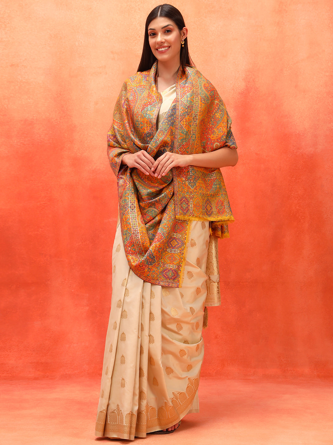 Pashmoda Women Zarveen Zari Kaani Fine Wool Shawl (Size:101x203 CM)