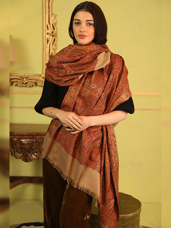 Women's Zarif-e-Kashmir Wool Blend Jamawar Shawl (Size: 101X203 CM)